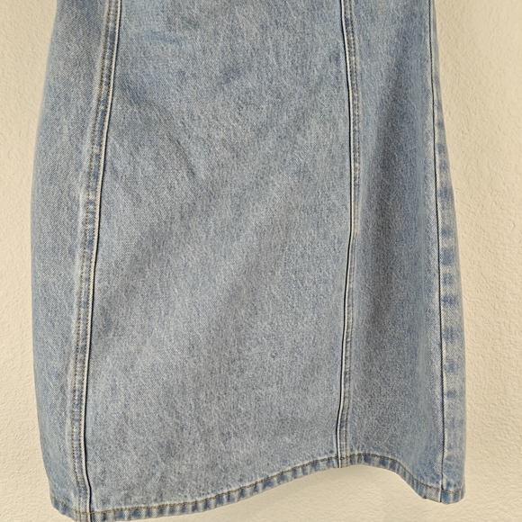 MESHKI Teddi Denim Strapless Mini Bodycon Dress Size LG - Picture 13 of 14